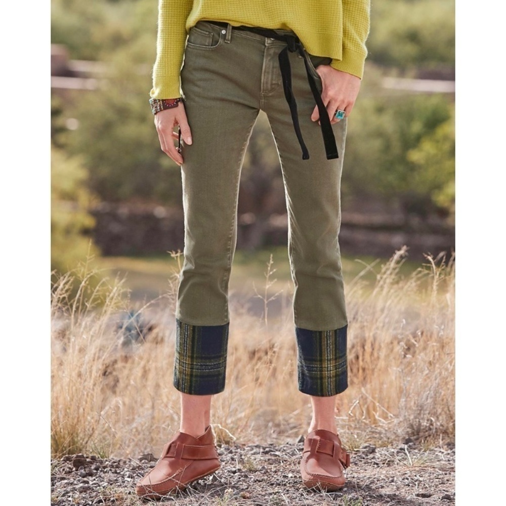 Sundance Driftwood Colette Roads End Flannel Cuffed Jean Pants‎ Olive 27